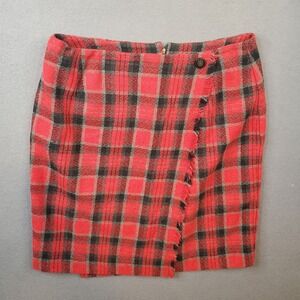 Easy Pieces‎ VTG Red Black Wool Blend Plaid Shirt Womems 12 Union Made Academia